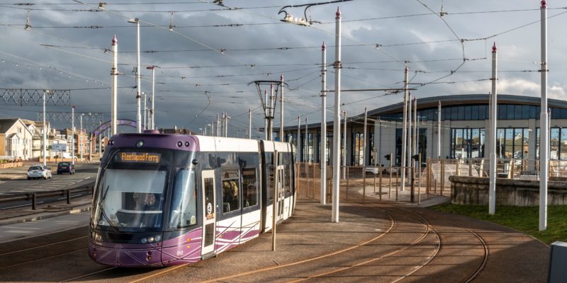 Blackpool tram leaving Starr Gate