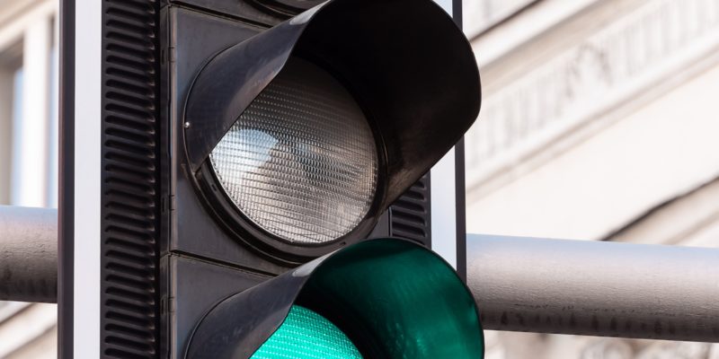 Traffic lights on green light